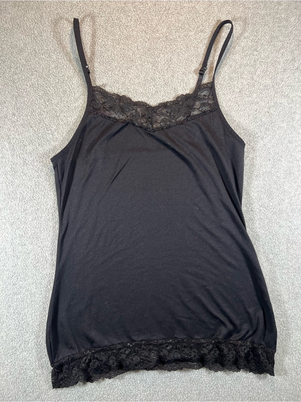 Apt. 9 Essentials Black Lace Trim Cami Tank Top Adjustable Straps Small